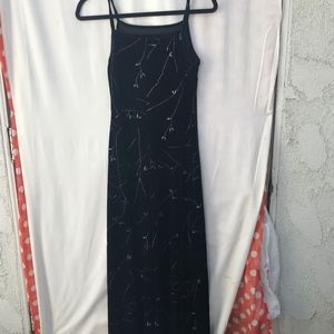 Black vintage velvet maxi sheath dress 90s Size M